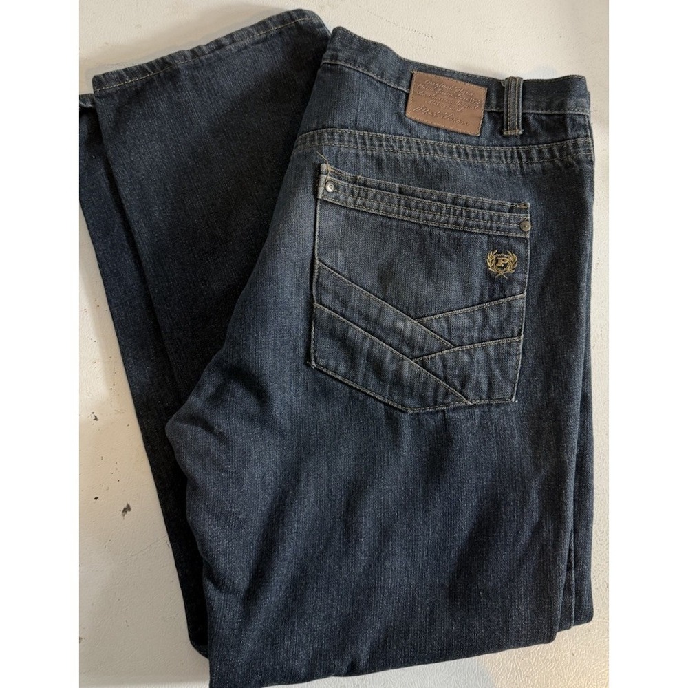 Men's‎ PHAT FARM Denim slim Jeans Embroidered Back Pocket Size 40x32 Blue
